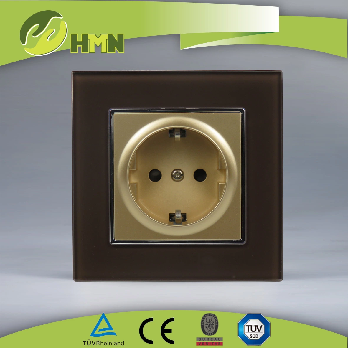 TUV, CE certified EU standard white tempering glass schuko socket