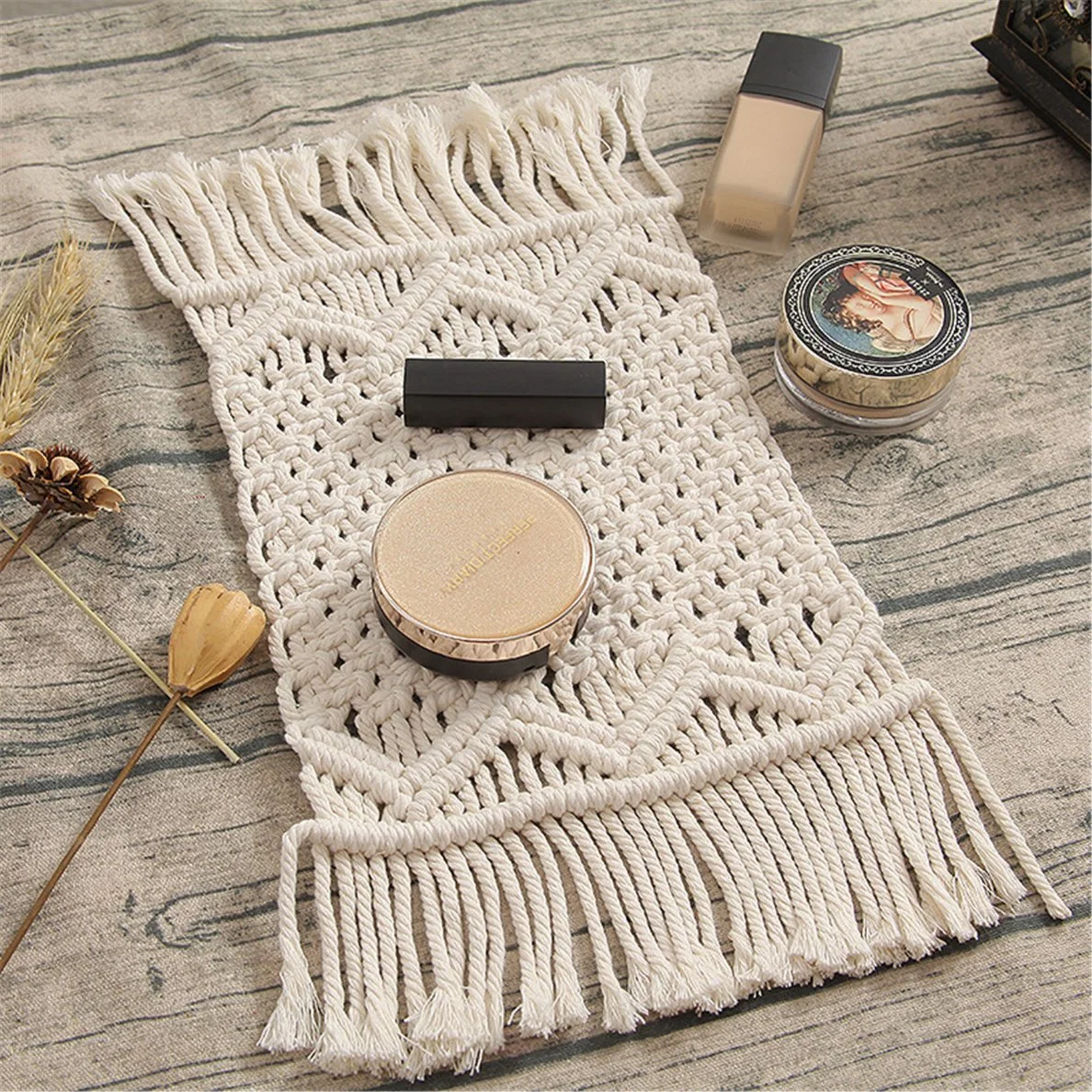 Cotton Braid Coasters Woven with Tassel Insulation Coffee Pad Placemat Non-Slip Handmade Macrame Cup Coasters for Table