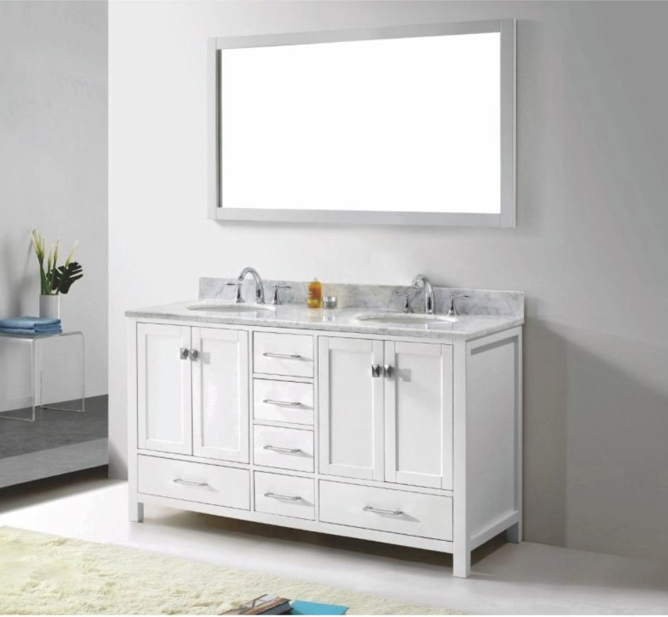 Modern Luxury Bathroom Floor Type Solid Wood Bathroom Cabinet with Countertop