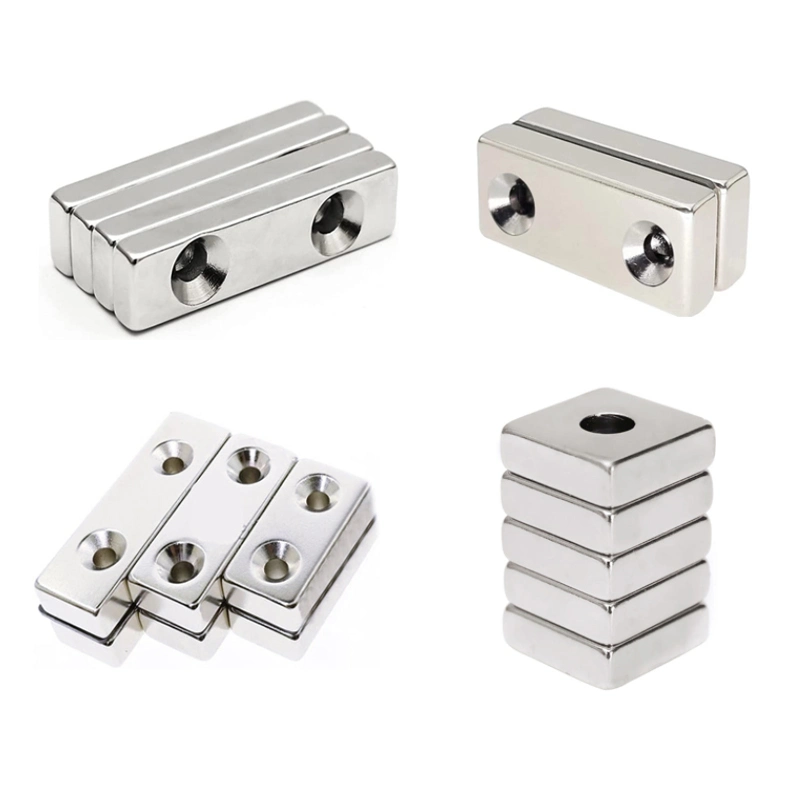 Hole Countersunk N45 Custom Square Shape Permanent Neodymium Hole Countersink Block NdFeB Magnet