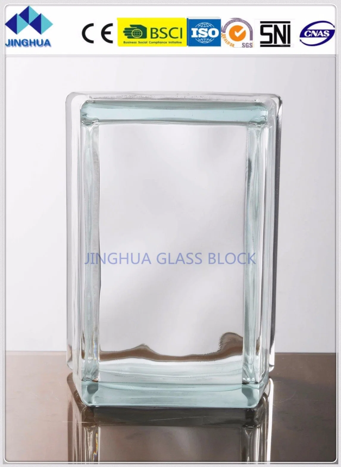 Jinghua Beste Qualität Ende klar 190X190X80mm Glasblock / Ziegel