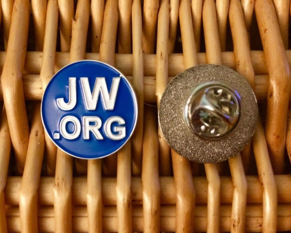 Suzhou Blue Square Round Brooch Jw. Org Lapel Pin Badge