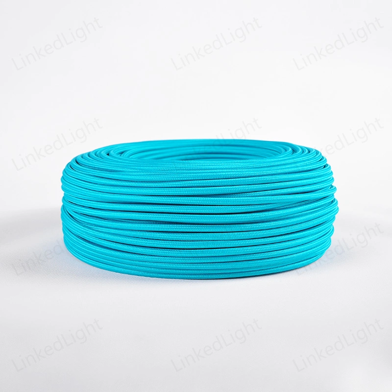 Cyan Cloth Covered Weaving Braided Power Cable for LED Lamps