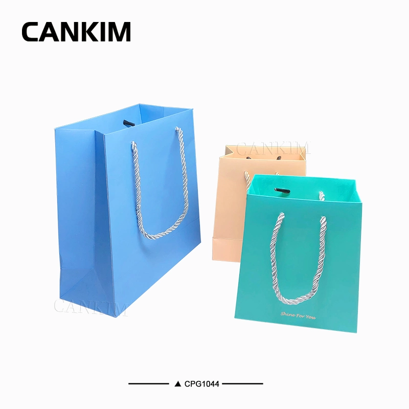 Cankim Papiertasche Einkaufstasche mit kostenlosem Logo-Druck Papier Tasche Verpackung Logo Shopping Geschenkpapierbeutel mit Griffen