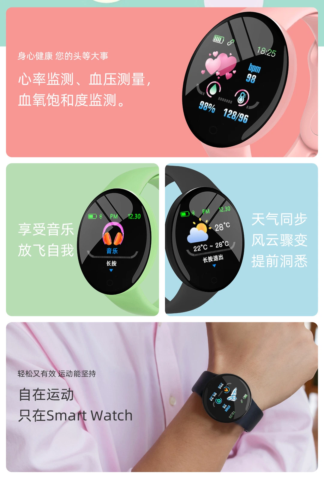 2024 Neue Sport Health Monitoring Sos Mette EKG Hrv Blut Glucose Weibliche Physiologische Monitor Smart Watches