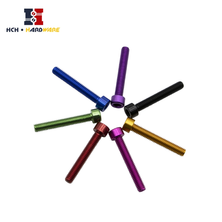 Colored Aluminum Bolts Anodized Al7075 Al6063 3mm M2m3m4 Allen Aluminum Socket Head Cap Screw Brake Rotor Screw Anodized