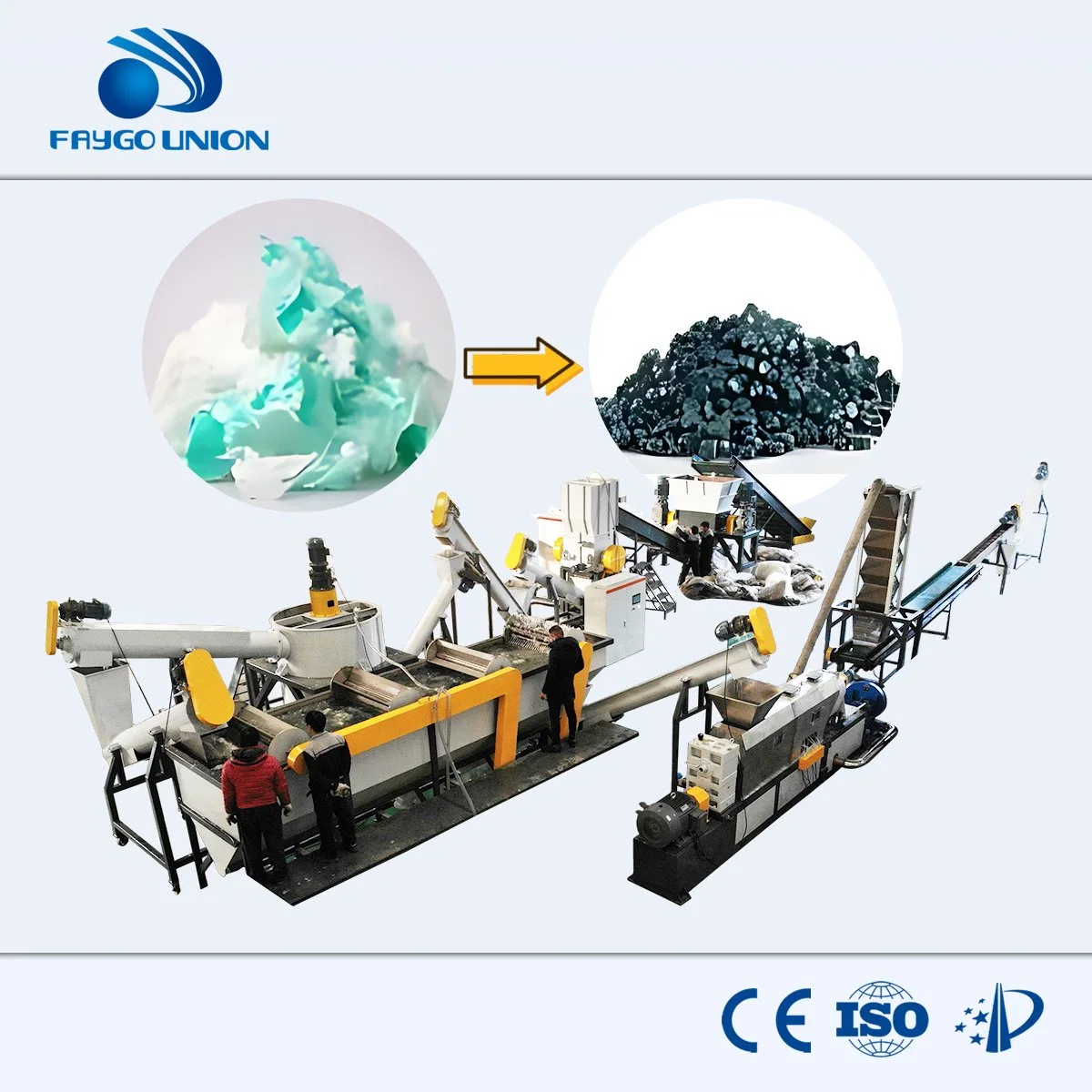 Waste Plastic LDPE/HDPE/Film Material Recycle Equipment Include Crushing Washing Granulating Machine