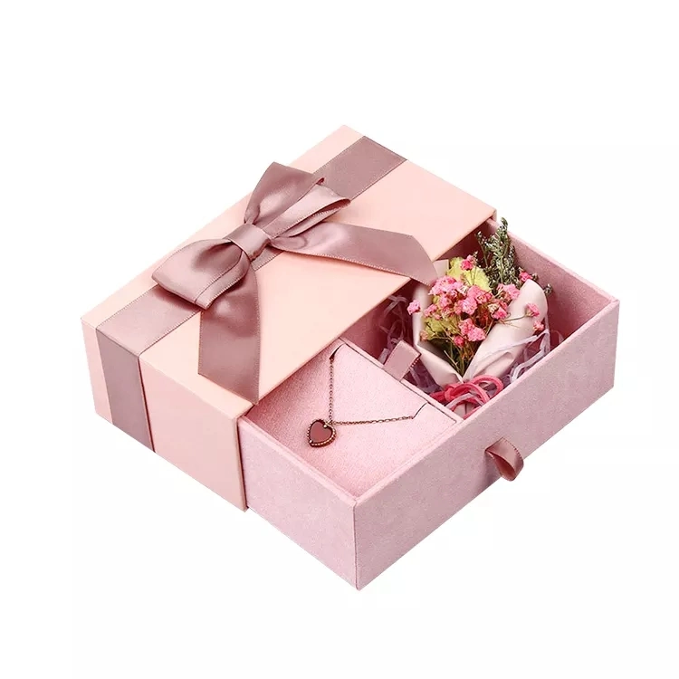 Bracelet Bags Accessories with Velvet Suede Pouch Packaging Mini Pink Cardboard Jewelry Box and Bag