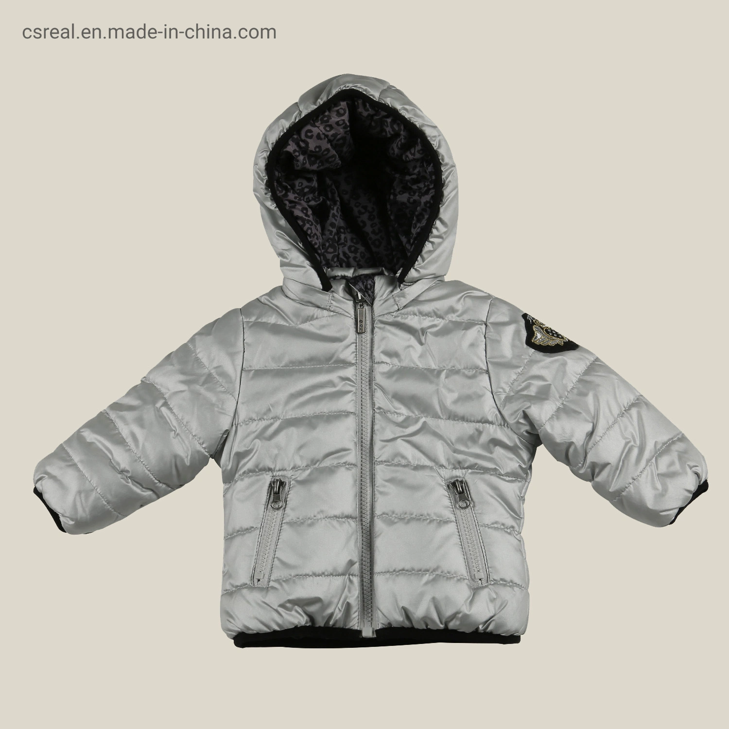 Newborn Light Grey Down Woven Jacket Wear