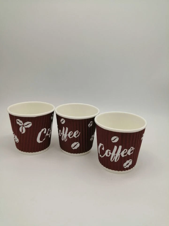 8oz Printed Double Layer Ripple Wall Paper Coffee Cup