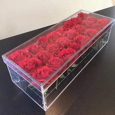 Square Clear Acrylic Flower Box Wedding Crystal Rose Box