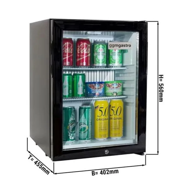 Minibar Fridge - with 1 Glass Door - Very Quiet & Lockable