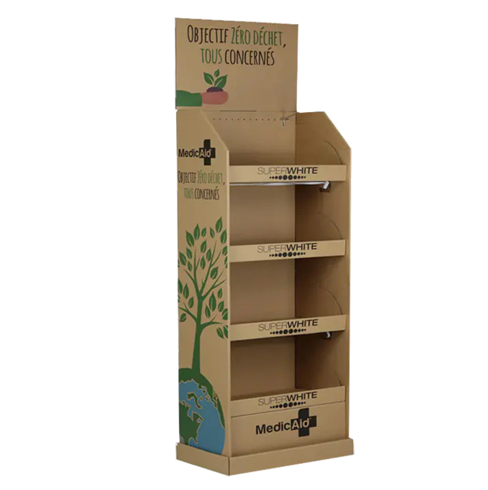 Stationery Supplies 5-Tier Corrugated Floor Displays with Front Lip