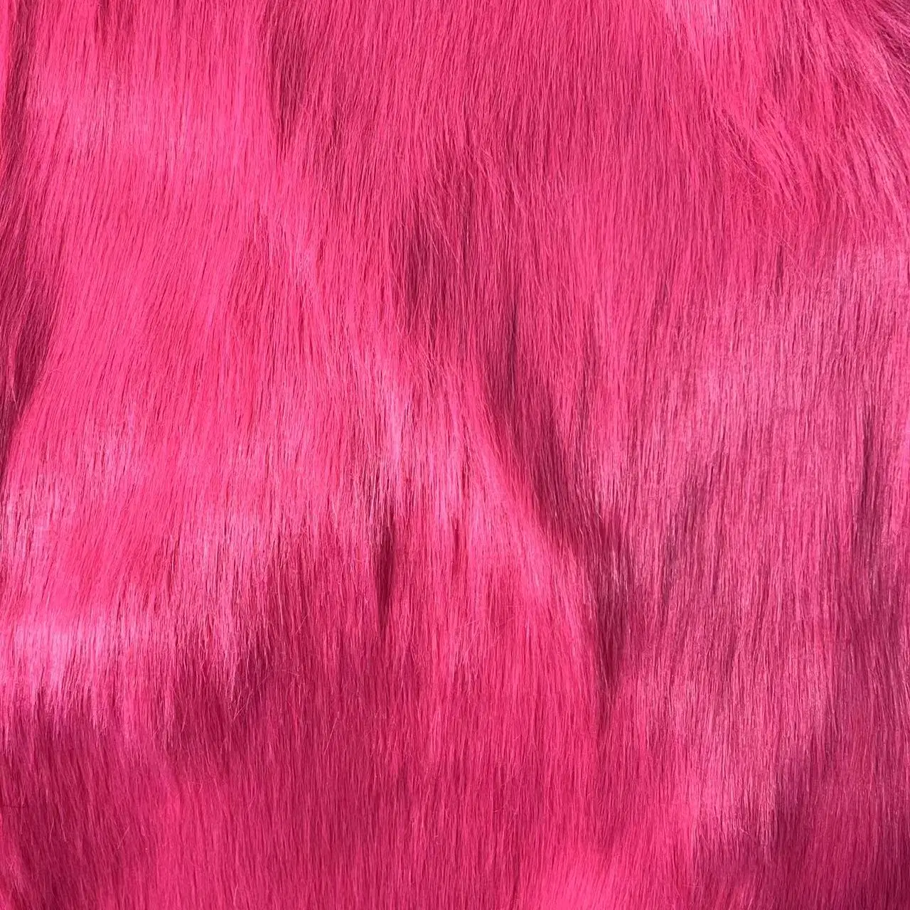 Babbie Pink Solid Dye Long Hair Animal Fur Fox Fake Fur Faux Raccoon Fur