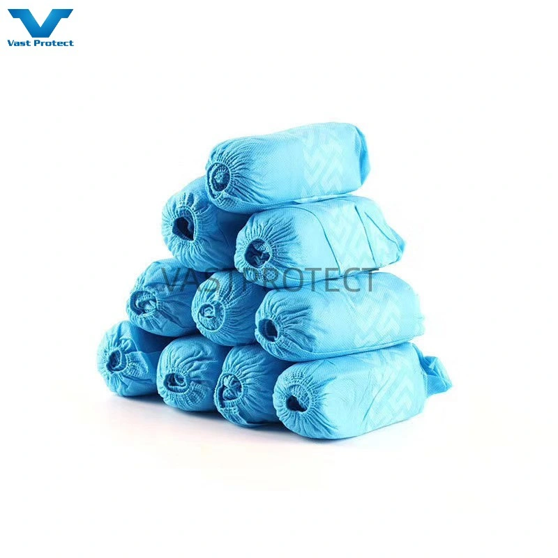 China Factory Disposable PP 10-30g Elastic Blue Anti-Slip Printed Shoe Cover