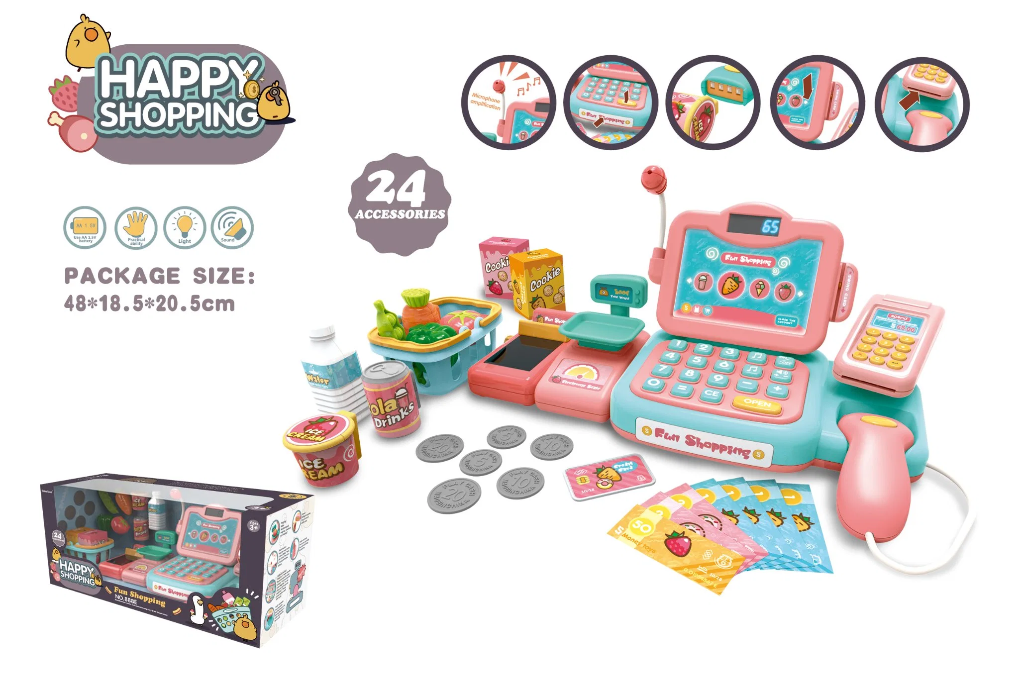 Cash Register Play Sets mit Licht &amp; Sound Pretend Play Küche Puppe Spielzeug Kunststoff Kinder Spielzeug DIY Selbstmontage Fabrik Direktvertrieb Großhandel/Lieferant Intellec