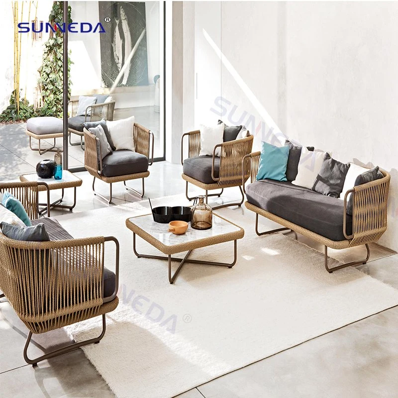 Nordic Style Outdoor Furniture Manual Sofa Set with Strong Load Bearing Aluminum Frame