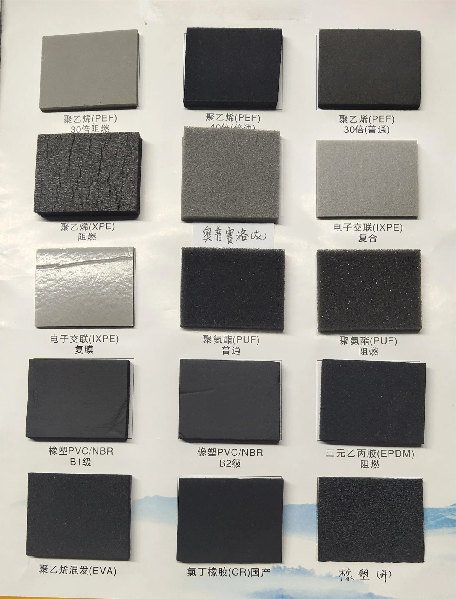 PE, PU, NBR/PVC, XPE, Cr, Epem, EVA Foam Rubber Insulation Material