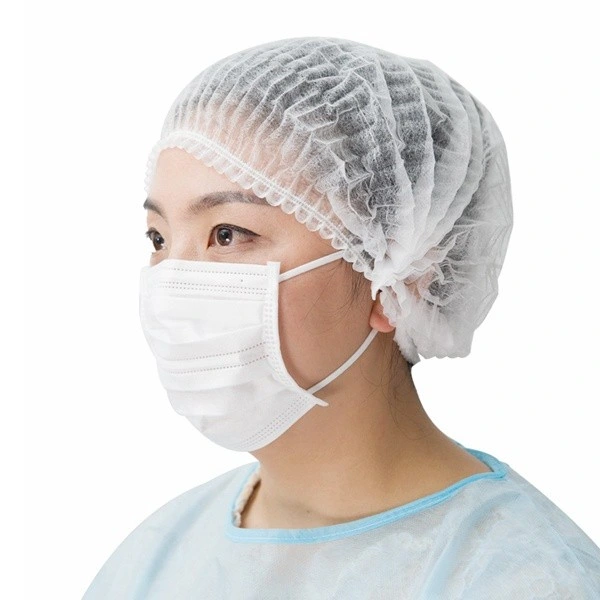 Nonwoven/SMS/PP/Round/Crimped/Pleated/Strip/Disposable Clip Mop Cap PE Bouffant Shower Bathing Hotel Cap