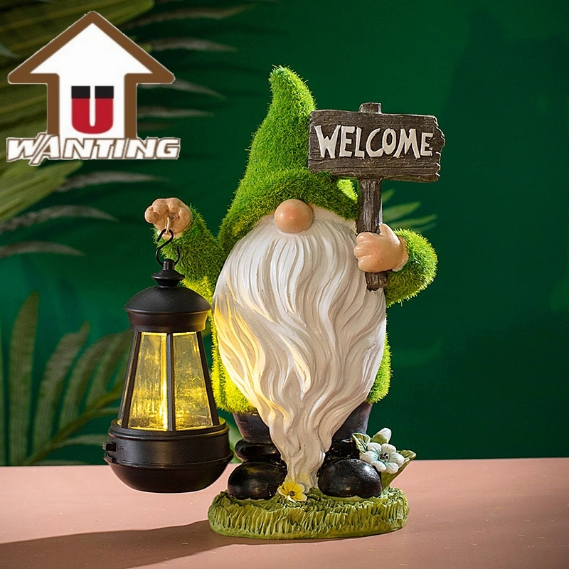 Jardín decoración Navidad resina Linterna Dwarf Oficina Regalos de vacaciones Solar Luz