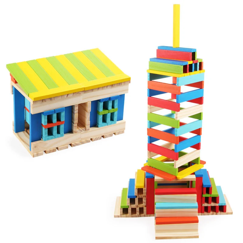 200pcs DIY Educational Toy 3D Construyendo Palas de madera niños Multicolor Bloques de construcción