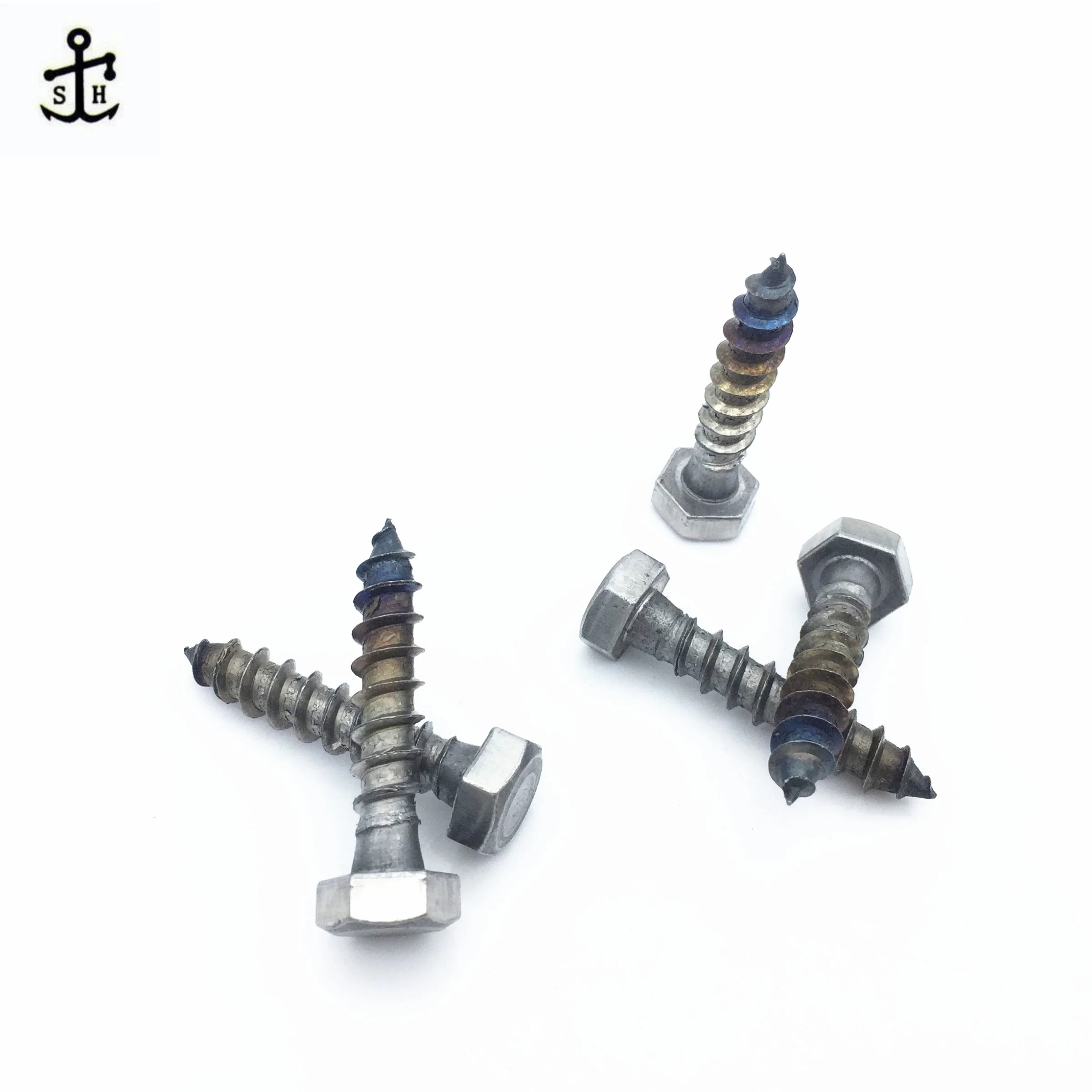 DIN571 M5 M6 M8 M10 M12 Galvanized Steel SS316 Self Tapping Hex Hexagon Head Wood Screws for Furniture Made in China