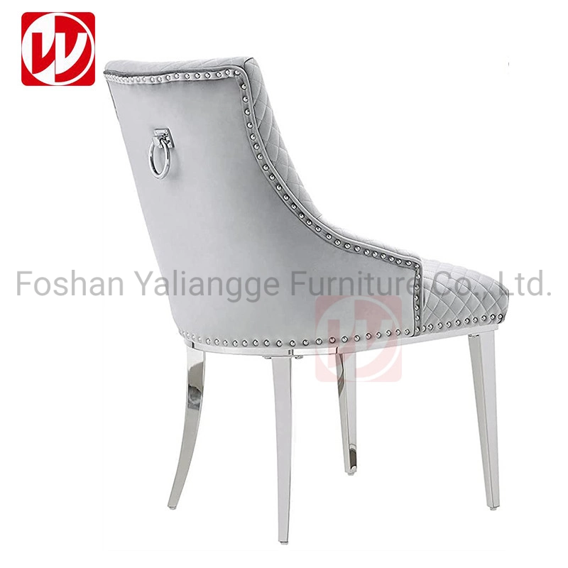 Nordic Wholesale Market Silver Stainless Steel Home chair Luxury Restaurant Chaise de salle à manger avec anneau