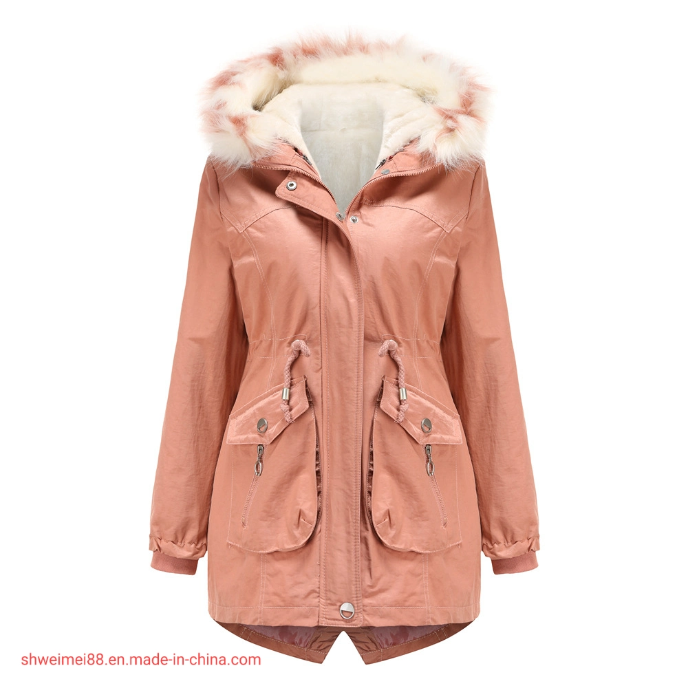 Women's Winter Thicken Military Parka Jacket Warm Fleece Cotton Coat with Fur Hood Warm Lady Coat Fashion Items Garments Wholesale/Supplier Jacket