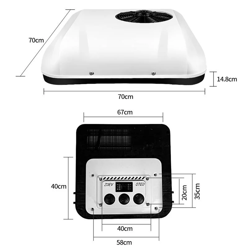 Ar condicionado AC de 12 Volts para RV Caravan Bus Refrigerador da máquina