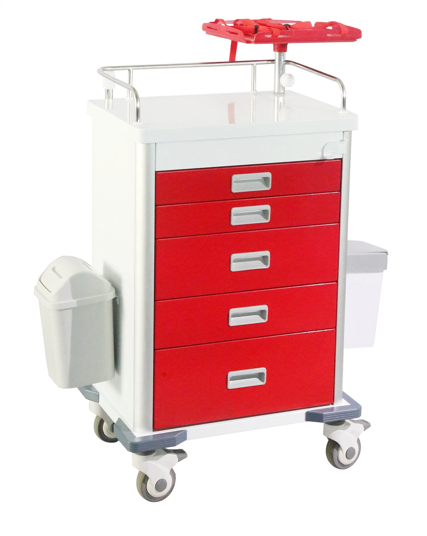 [600A] Trolley de emergencia de acero inoxidable con cajones para uso médico, logístico, ropa de cama, tratamiento, Anestesia, distribución de medicamentos como mobiliario y equipo de hospital