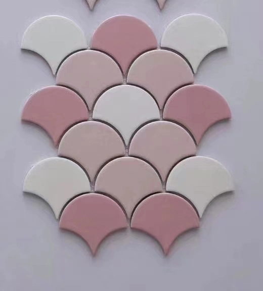 White Flabellate Ceramic Mosaic Tiles for Indoor Outdoor Building Materials