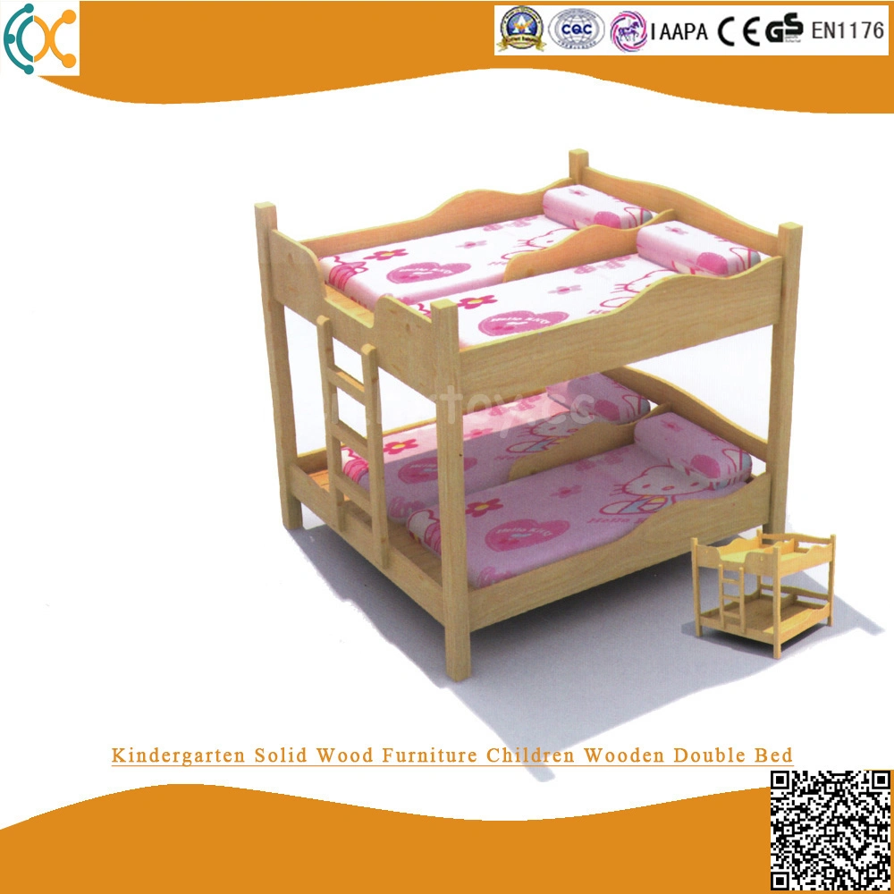 Kindergarten Solid Wood Furniture Children Wooden Double Bed