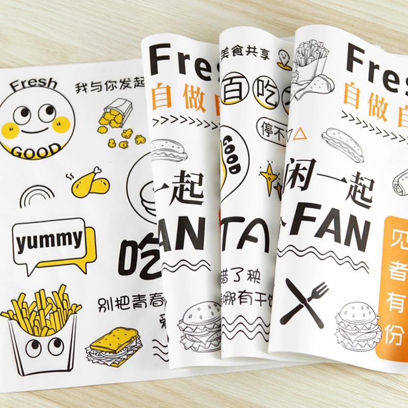 Food Grade Custom Logo Printed Wax Hamburger Fried Chicken Fries Grease Proof Sandwich Paper