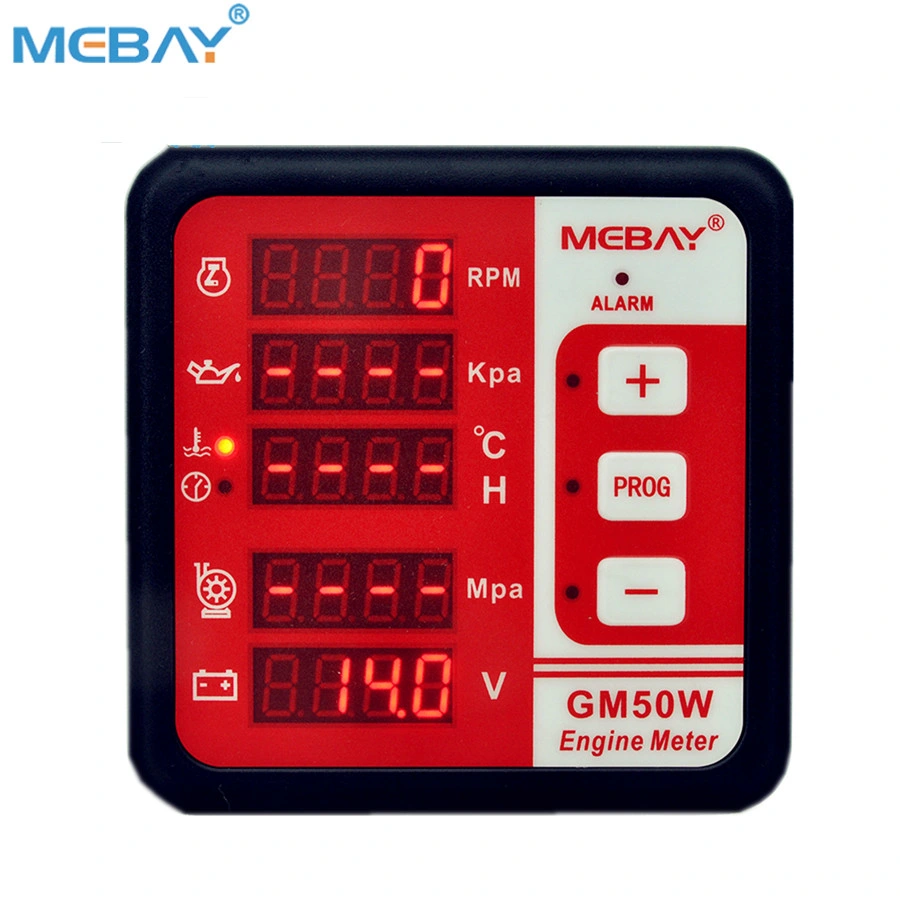 Mebay Medidor Digital de Motor Rpm Temperatura del Agua Presión de la Bomba de Agua Presión del Aceite Voltaje de la Batería Medidor de Horas GM50W