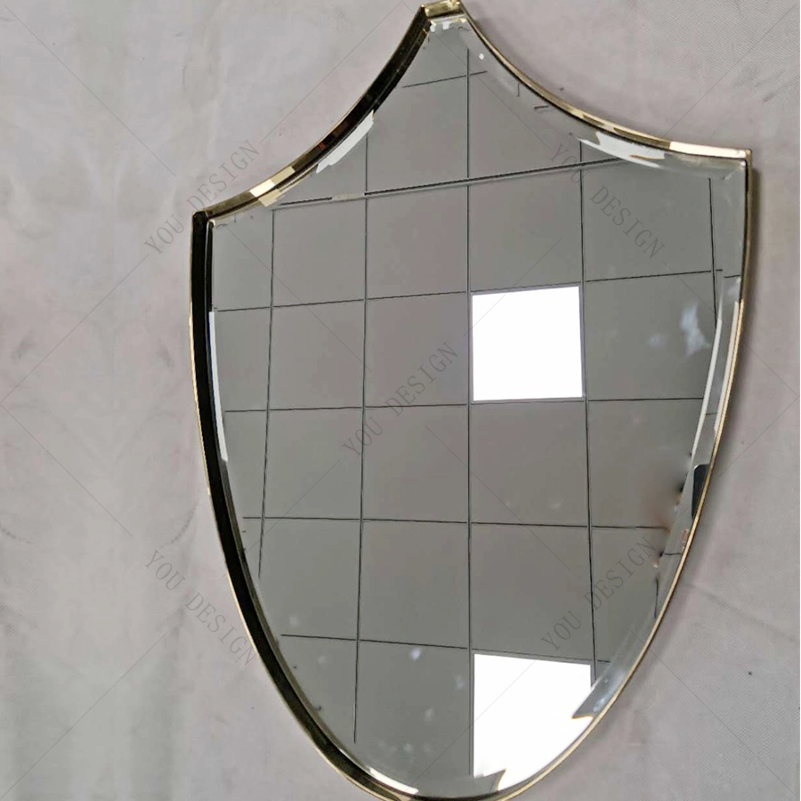 Luxury Bathroom Mirror Furniture Oval Glass Wall Mirror with Gold Stainless Steel for Villa