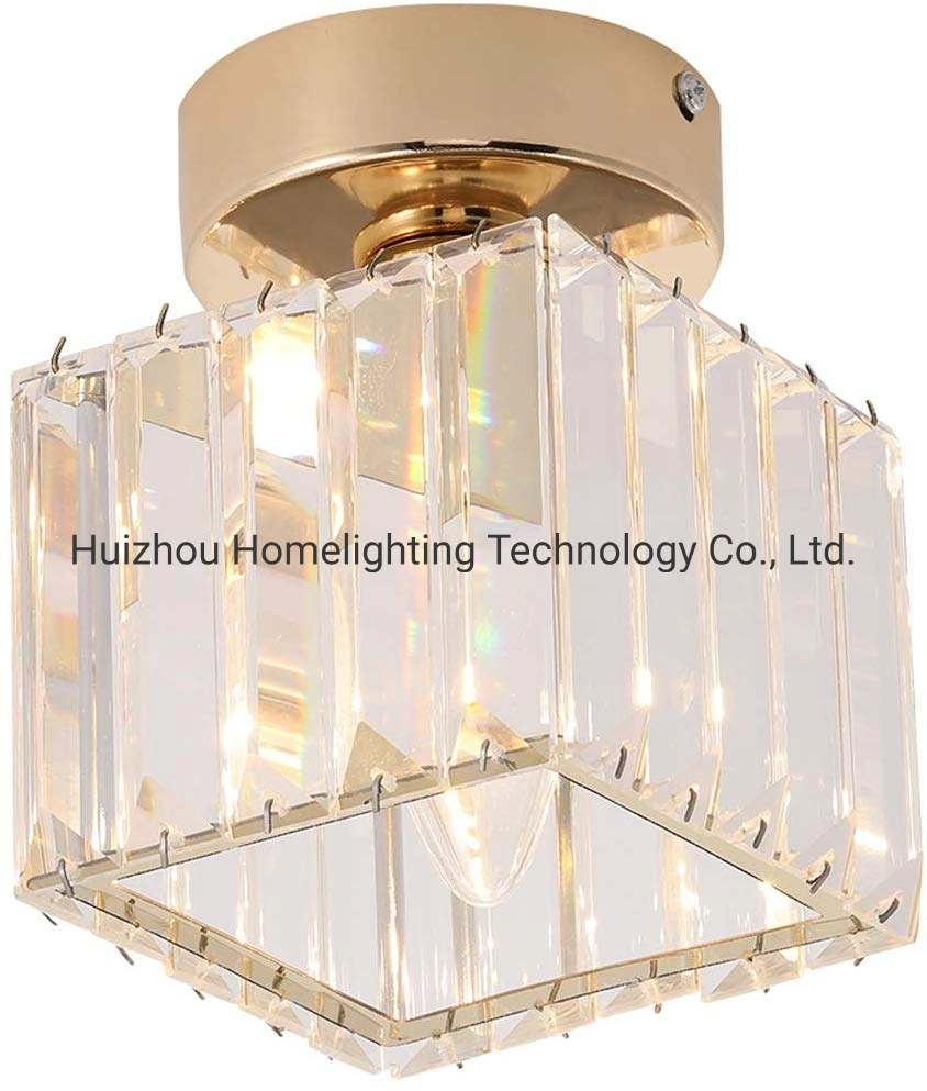 Jlc-G018 Square Ceiling Lamp 1-Light Crystal Pendant Lighting Fixture for Corridor, Hallway, Entryway Bar