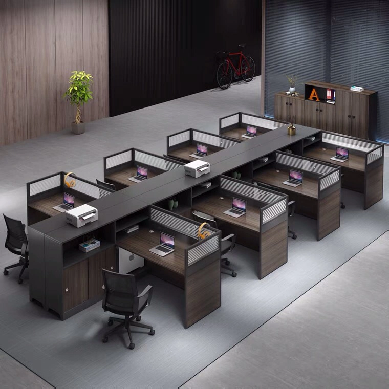 Durável chinês em madeira moderno mobiliário de escritório MDF Workstation Escritório 4/5/6 Seaters Office Partition (UL-22NF0693)