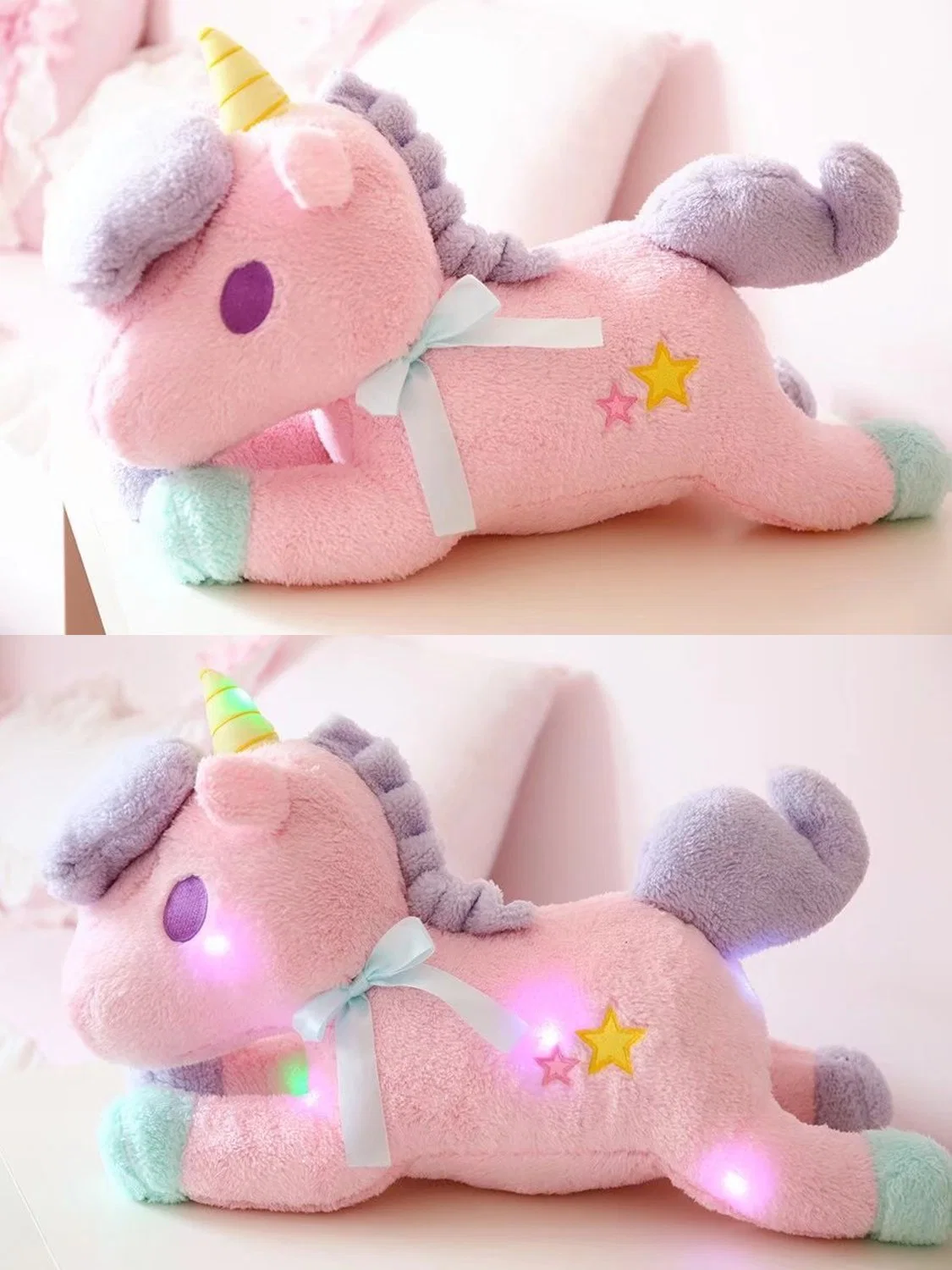 Light up LED Customized Plush Animal Unicorn Soft Stuffed Toy