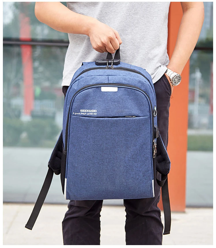 Computer Laptop Books College USB Headphone Jack Anti-Thief Brief Backpack Bag