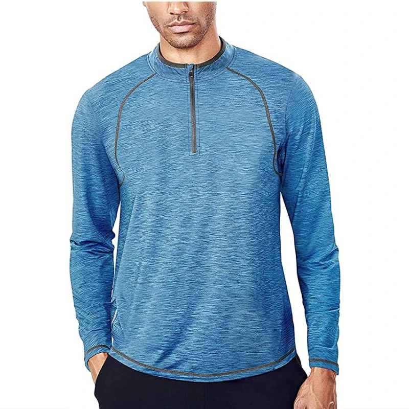 Outdoors Performance T-Shirt Men's Quarter Zip Tops Clothes Men T-Shirt