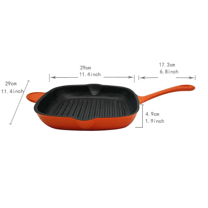 Cast Iron Square Shape Steak Grill Pan Manufacturer From China BSCI, LFGB, FDA Qualified