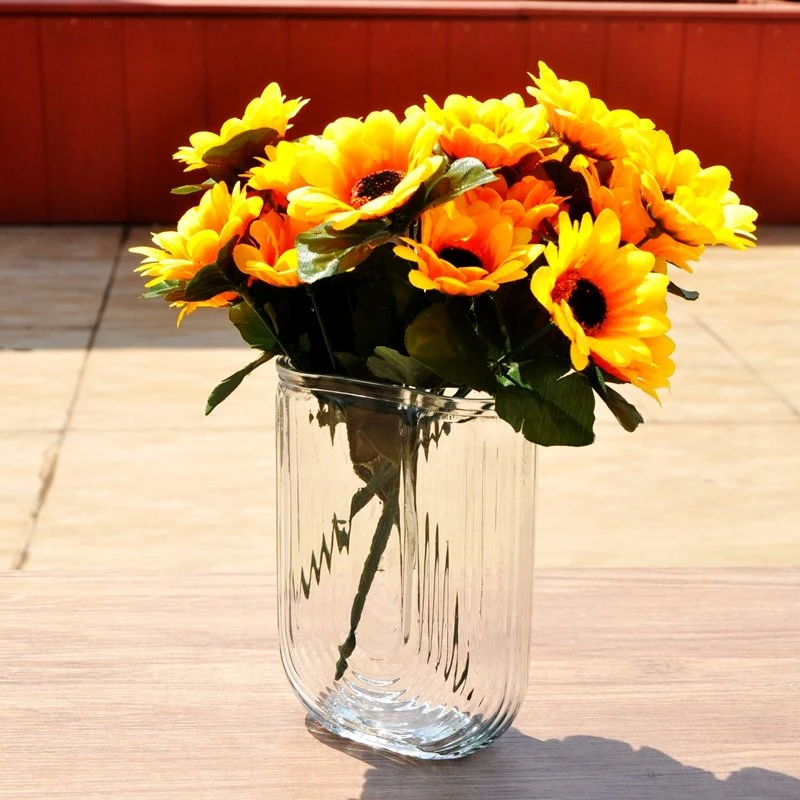 New Style Wide Mouth Clear Glass Flower Vase for Decoration