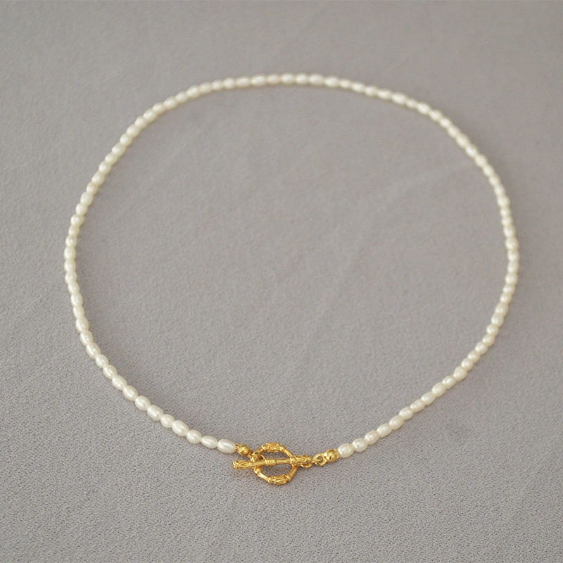 Petite perle fleur de vigne rétro Branches Ot simple boucle courte tempérament Necklace