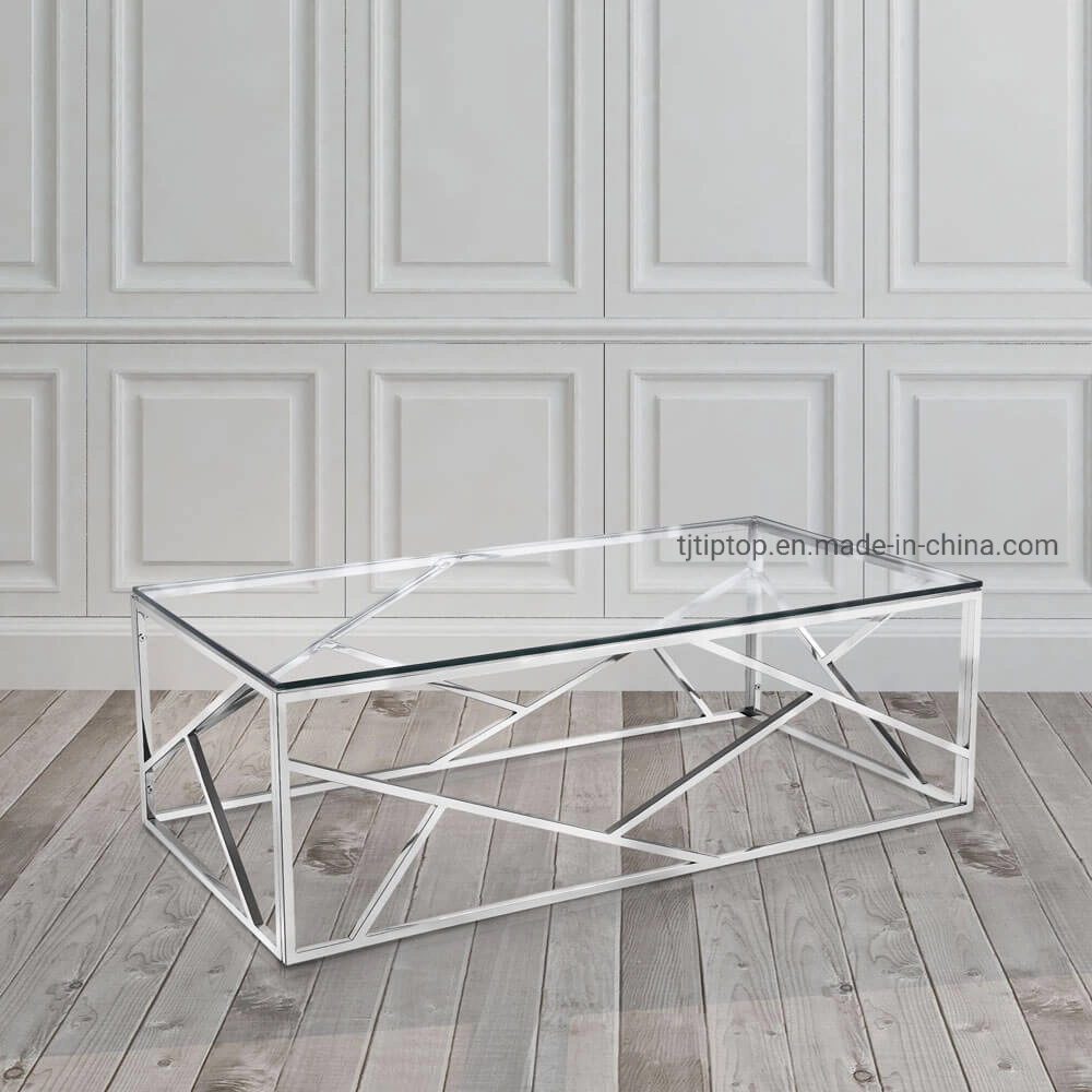 Clear Glass Coffee Table Metal Console Table Stainless Steel Table Home Furniture