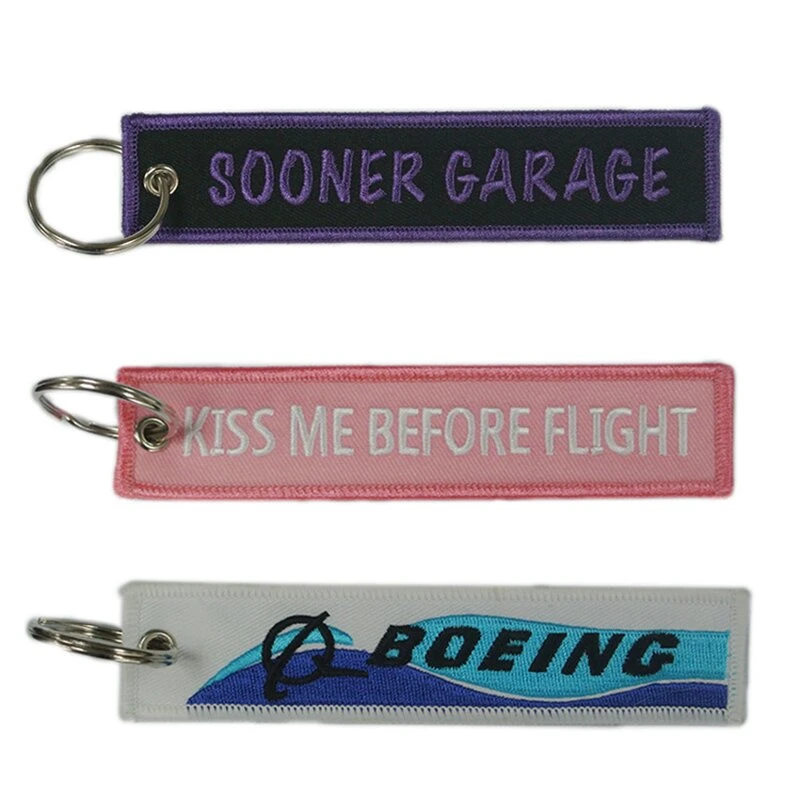 High quality/High cost performance  Embroidery Printing Logo Fabric Keychain Eco-Friendly Custom Fabric Keychain