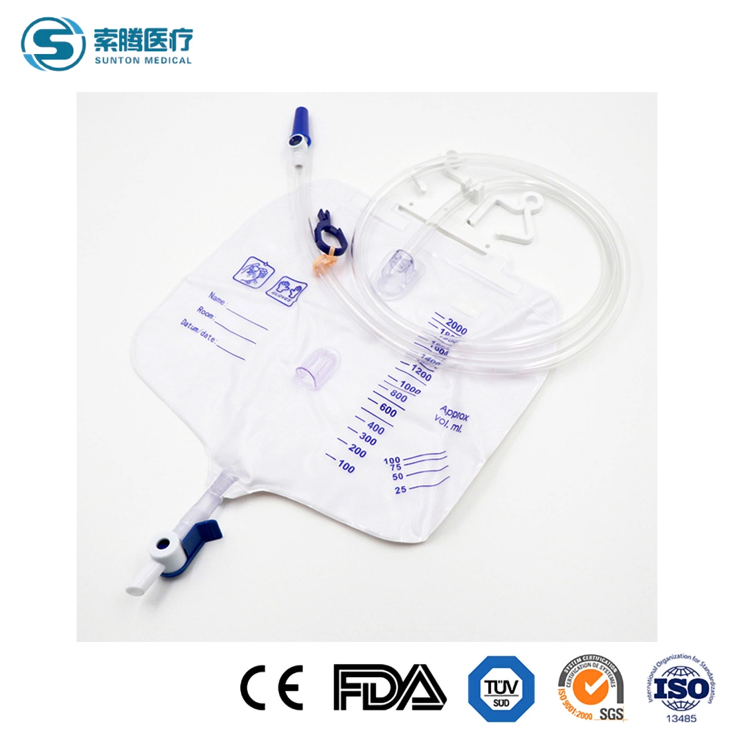 Sunton urine Sterile Bag China jetable urinaire Leg Bag Fabricant Sac médical complémentaire Sac d'urine de luxe de 2 000 ml jetable de haute qualité Pour recueillir l'urine