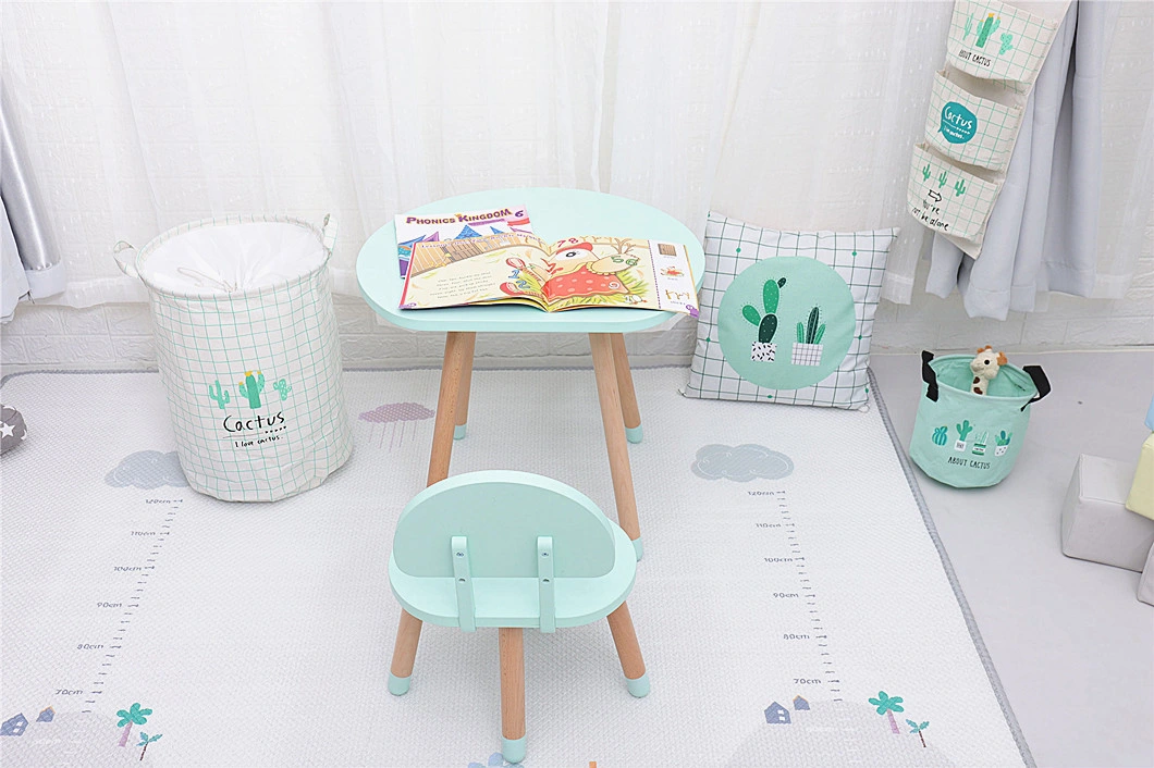 Mushroom Shape Wooden Children's Table and Chair Set Kids Home Furniture