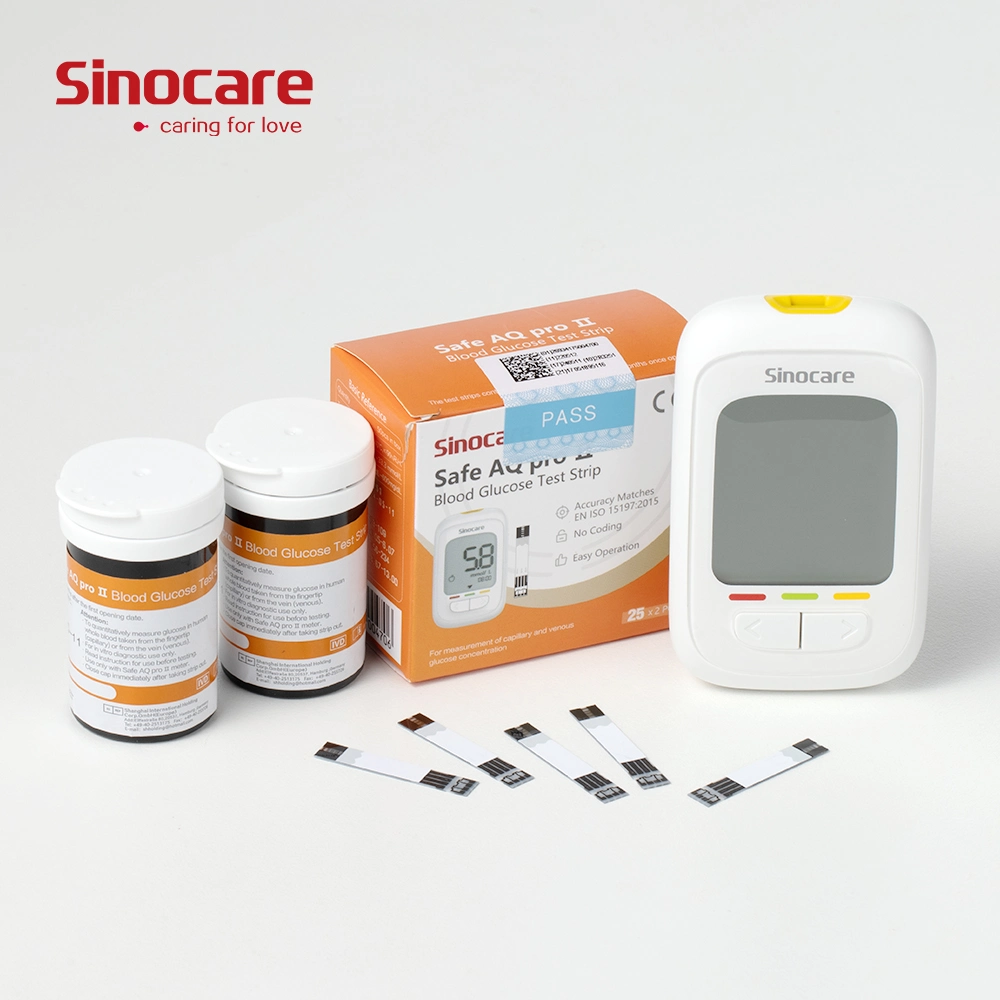 Sinocare جهاز قياس نسبة السكر في الدم OEM قابل للتخصيص جهاز قياس السكر في الدم الإلكتروني المحمول للاستخدام المنزلي مع 50 شريطًا + أدوات اللدغ + قلم