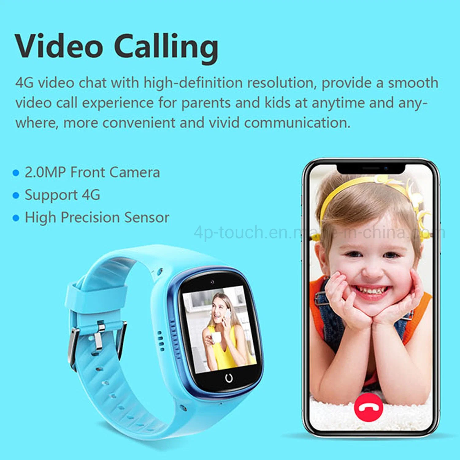 4G LTE Network IP67 Waterproof Nano SIM Card Slot Phone Watch Tracker GPS with Removal Notification D51U