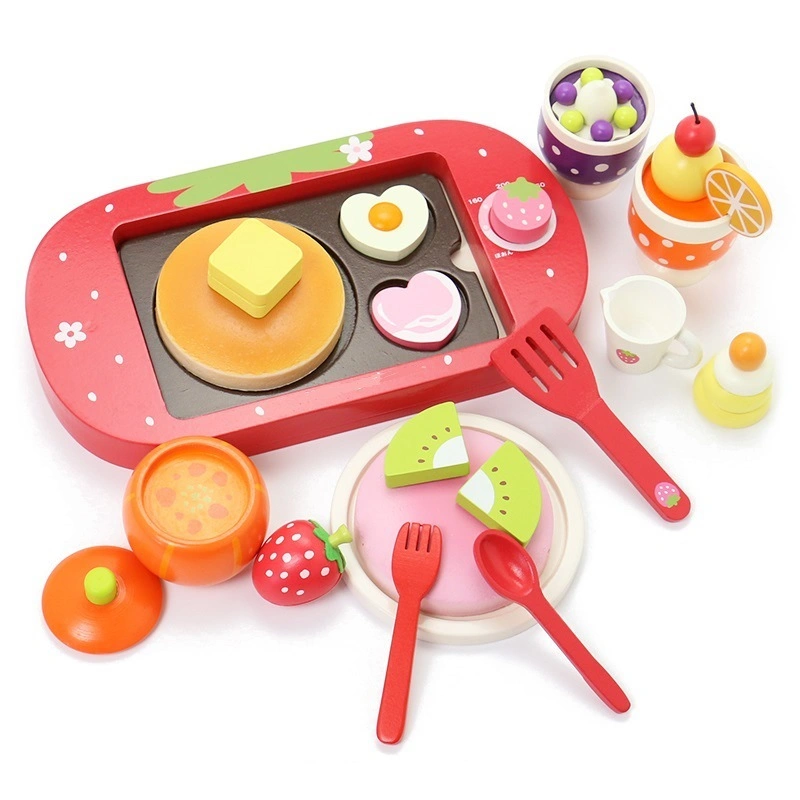 Strawberry Kids Educational Food Wood Toy Kitchen Play Role Pretend Play Wooden Toy Set